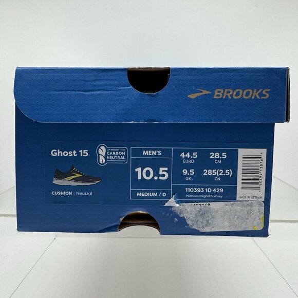 Brand New Brooks Ghost 15 Peacoat Blue Yellow 1103931D429 Running Men Size 10.5 - Picture 9 of 9
